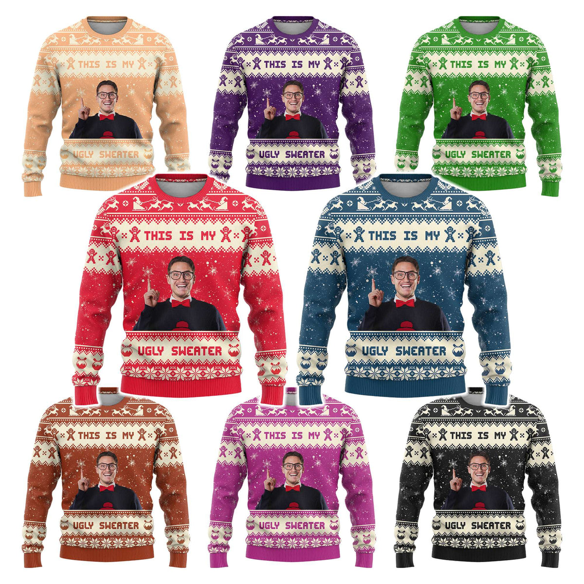 Custom Photo Xmas Ugly Christmas Sweater This Is My Ugly Sweater - Wonder Print Shop