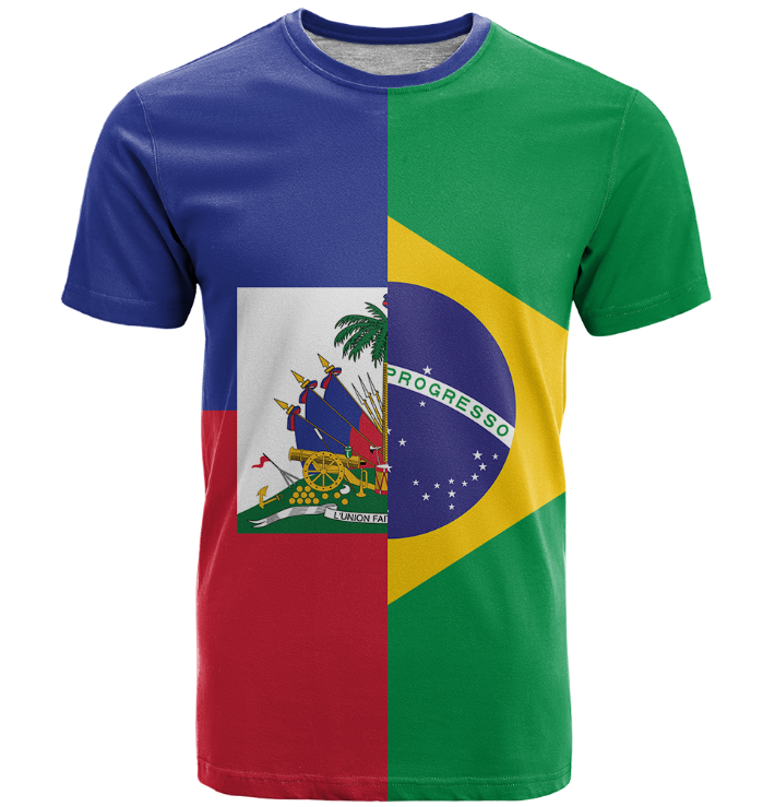 Haiti Brazil T Shirt Half Half Style LT01
