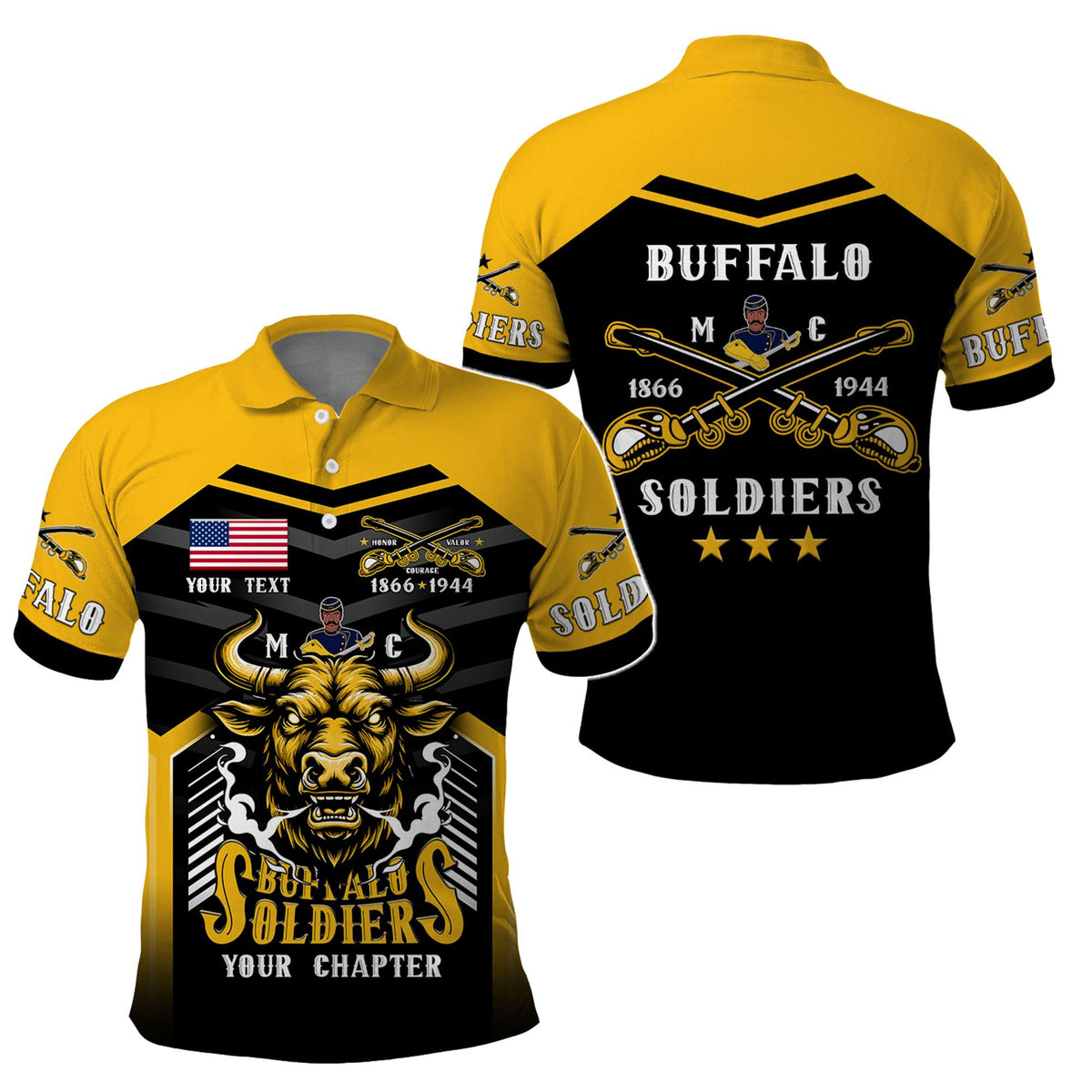 Custom BSMC Buffalo Soldiers Polo Shirt Motorcycle Club Unique Style | Wonder Print Shop