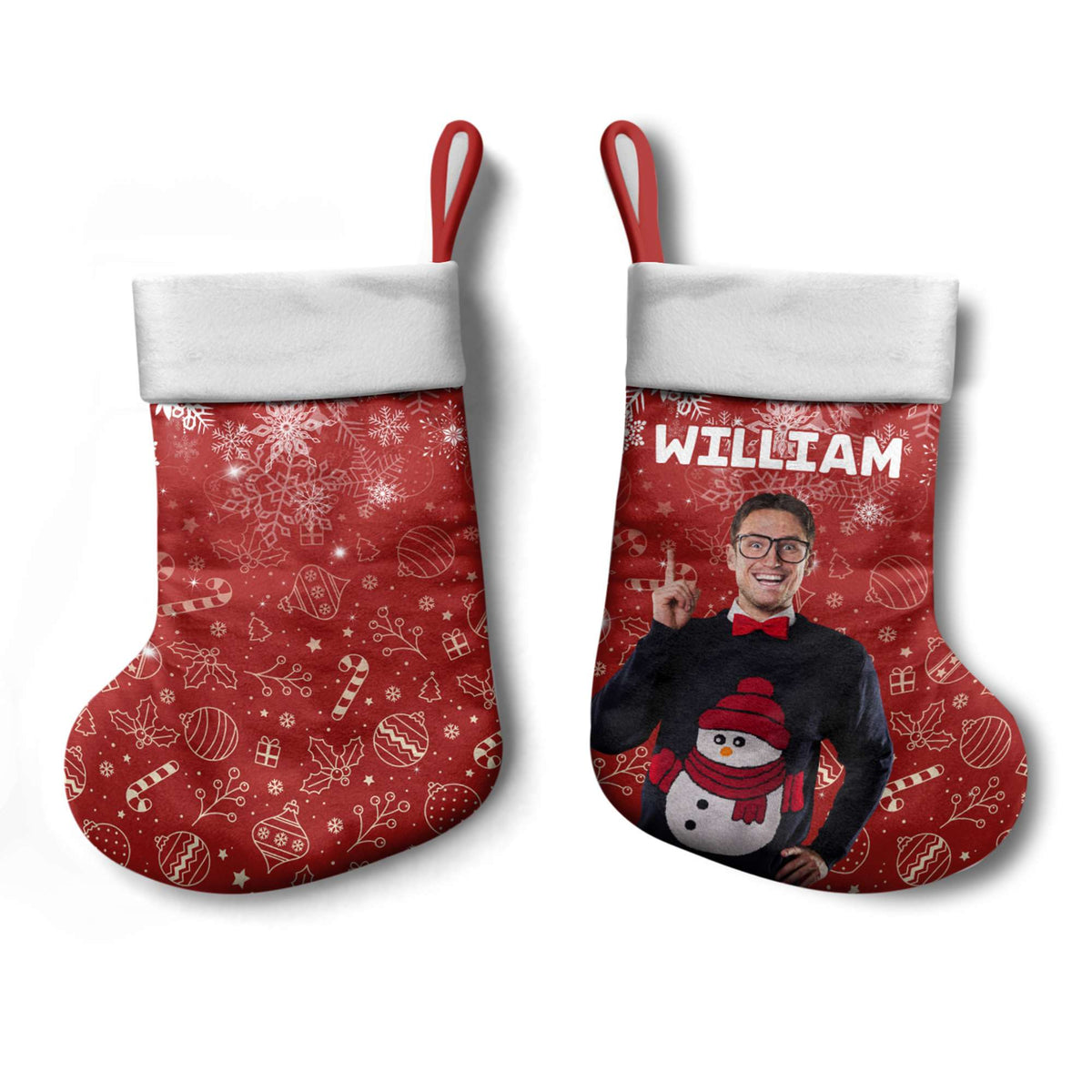 Custom Photo Christmas Stocking Cozy Christmas Pattern - Wonder Print Shop