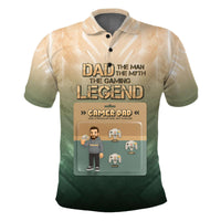 Custom Gamer Father's Day Polo Shirt Dad The Man The Myth The Gaming Legend | Wonder Print Shop