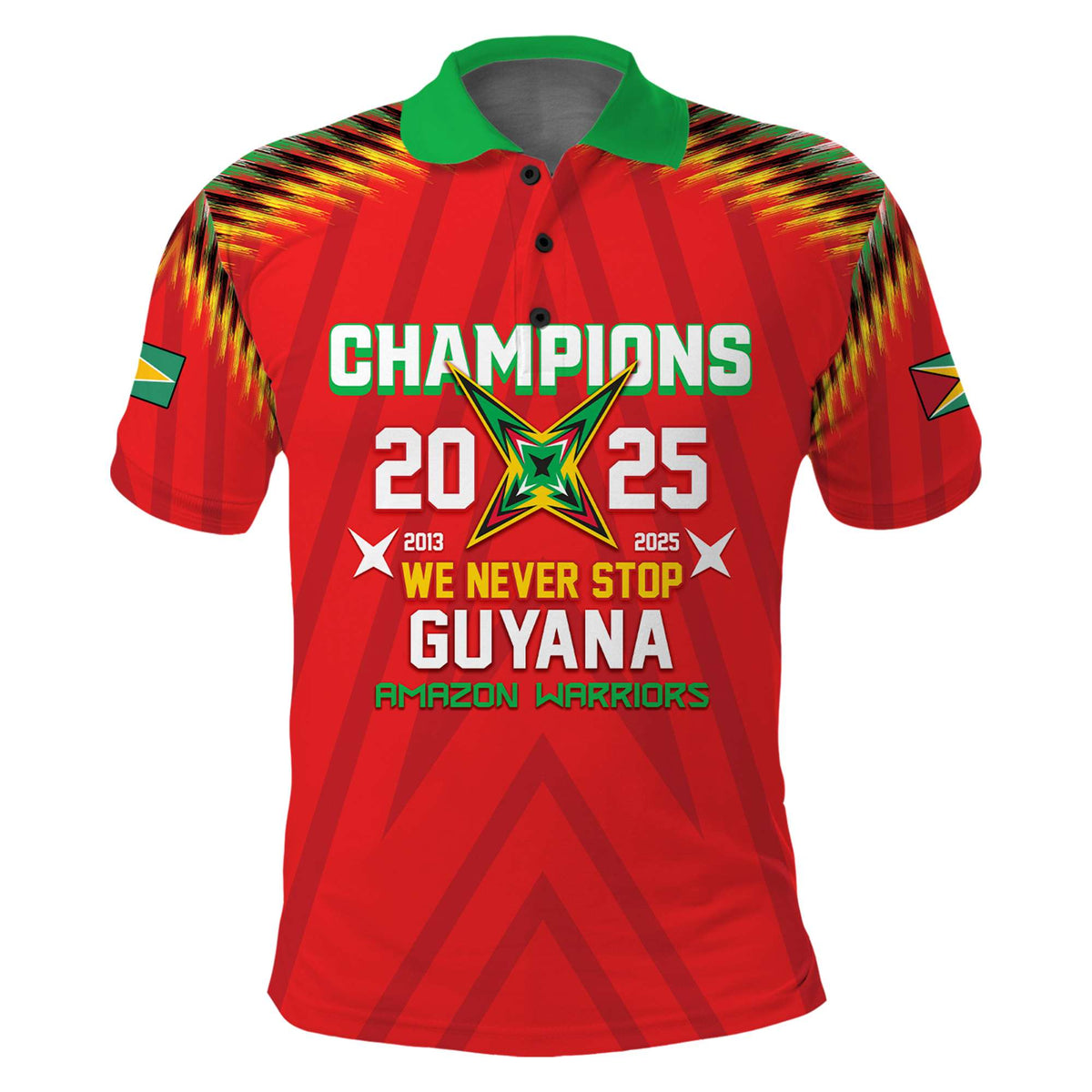 Custom 2025 Champions Guyana Amazon Warriors Cricket Polo Shirt We Never Stop CTM05