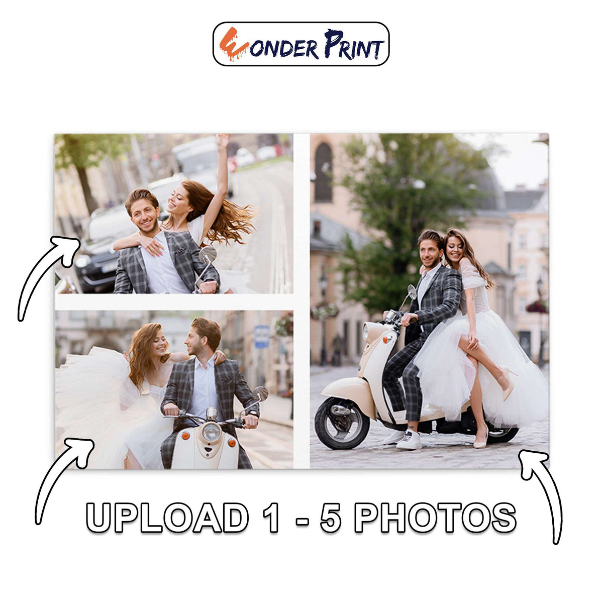 Custom Photo Canvas Wall Art Prints Design 1 - 5 Photo Collage - Wonder Print Shop