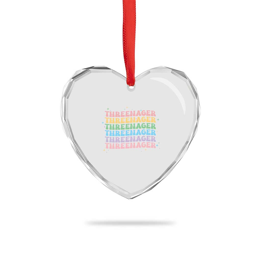 3rd Birthday Heart Crystal Glass Ornament Toddler Threenager 3 Years Old Birthday Outfit