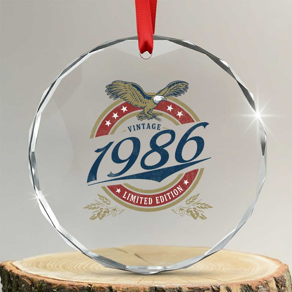 40th Birthday Beer Lover Vintage 1986 Limited Edition Crystal Glass Ornament Bald Eagle