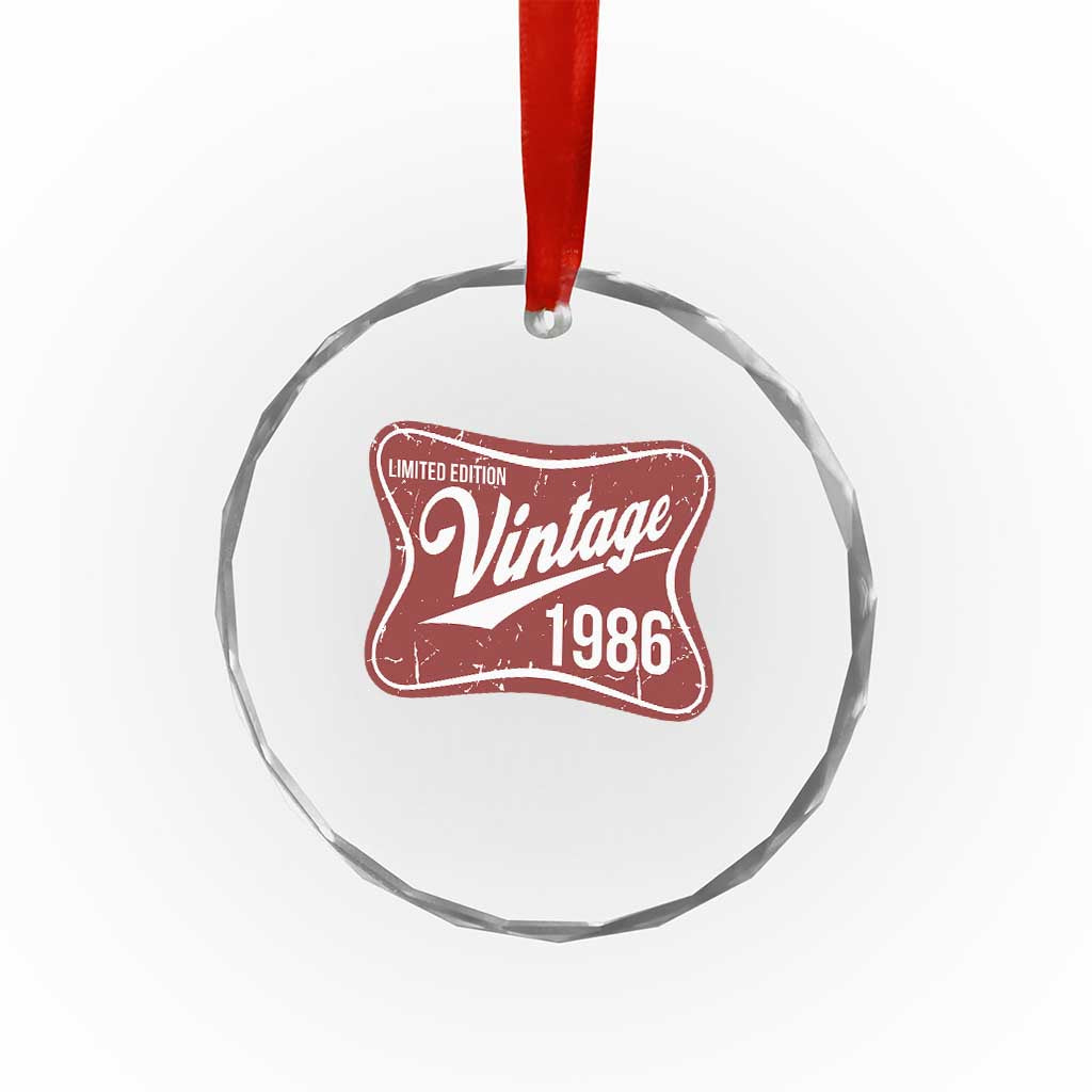 40th Birthday Beer Lover Vintage 1986 Limited Edition Crystal Glass Ornament Red Metal Beer Soft Sign Graphic