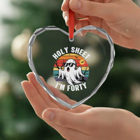 40th Birthday Halloween Ghost Heart Crystal Glass Ornament Holy Sheet I'm Forty