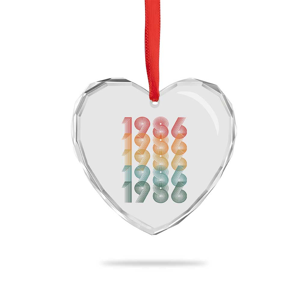 40th Birthday Heart Crystal Glass Ornament Vintage 1986 Retro 40 Years Old Birthday