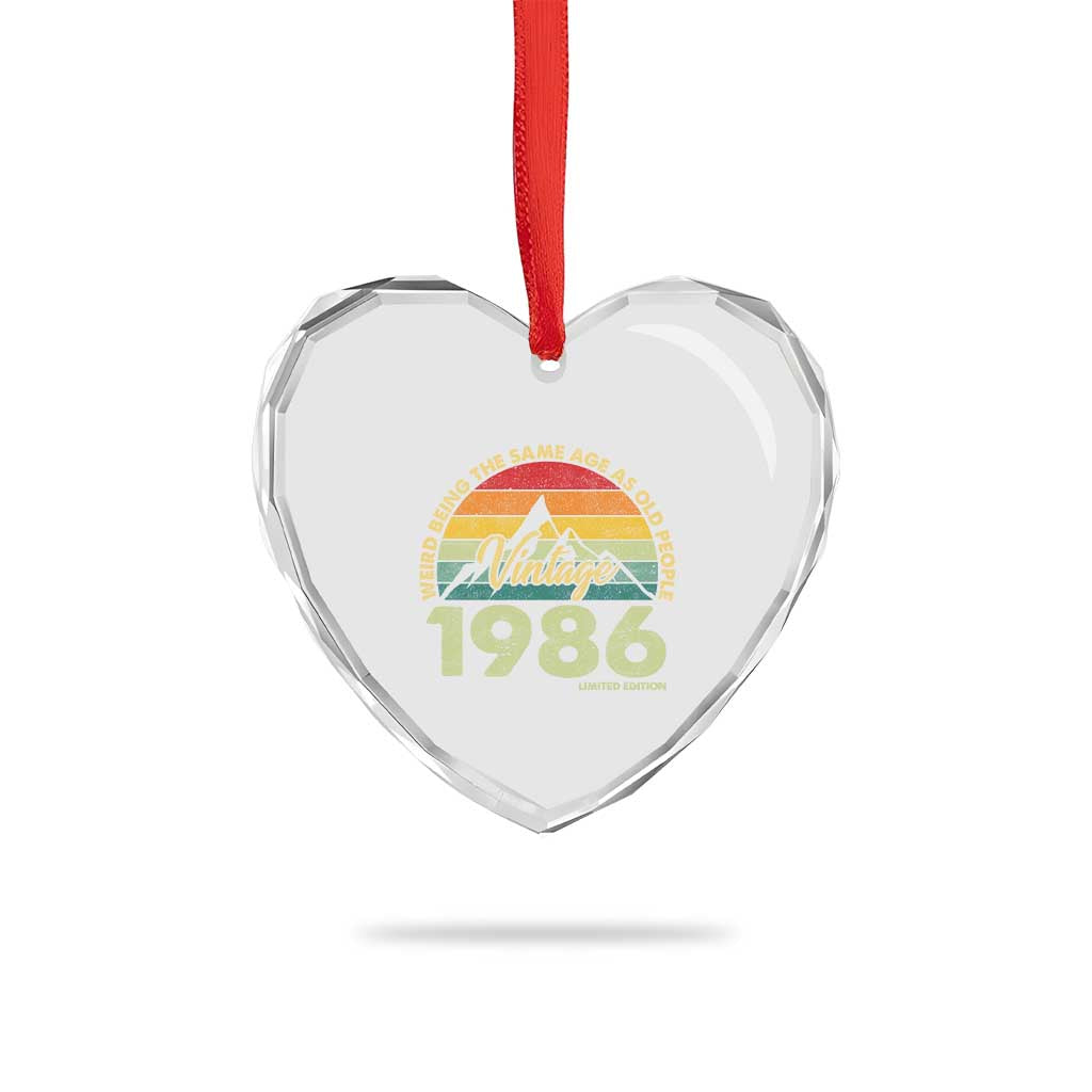 40th Birthday Heart Crystal Glass Ornament Vintage 1986 Weird Being the Same Age as Old People 40 Year Old Gift