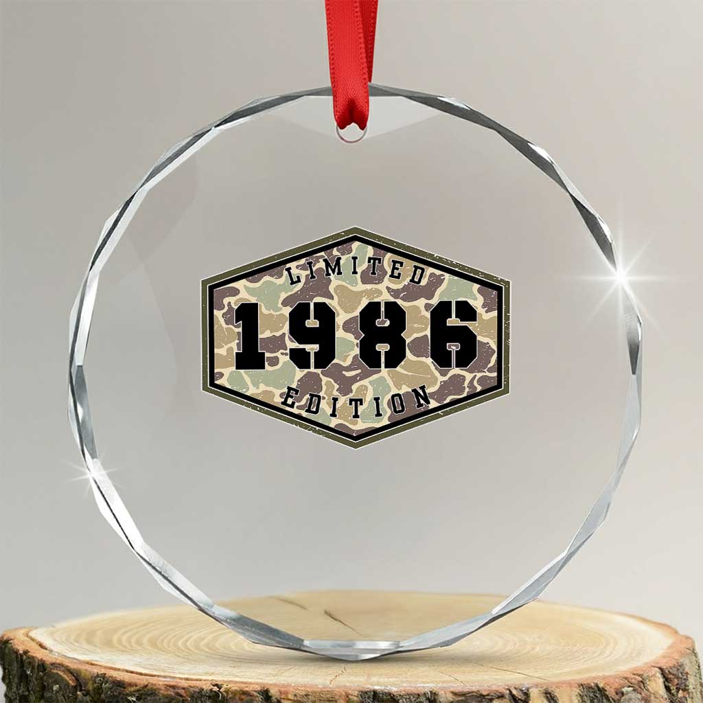 40th Birthday Hunting Crystal Glass Ornament 1986 Limited Edition Vintage Camouflage Gifts For Turning 40