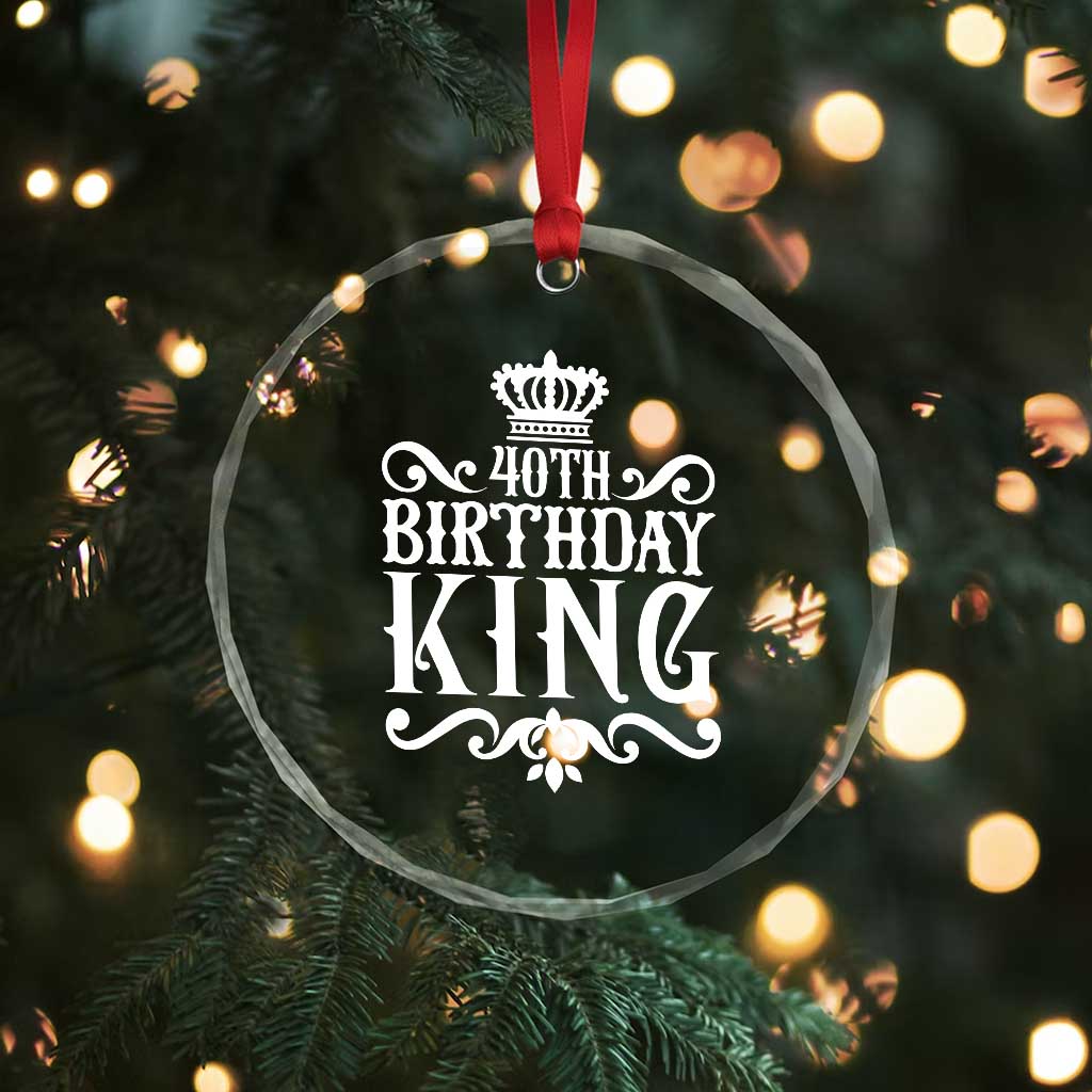 40th Birthday King Royal Crown Graphic For Men Crystal Glass Ornament