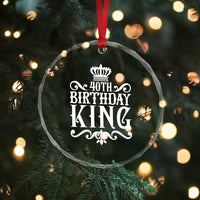 40th Birthday King Royal Crown Graphic For Men Crystal Glass Ornament