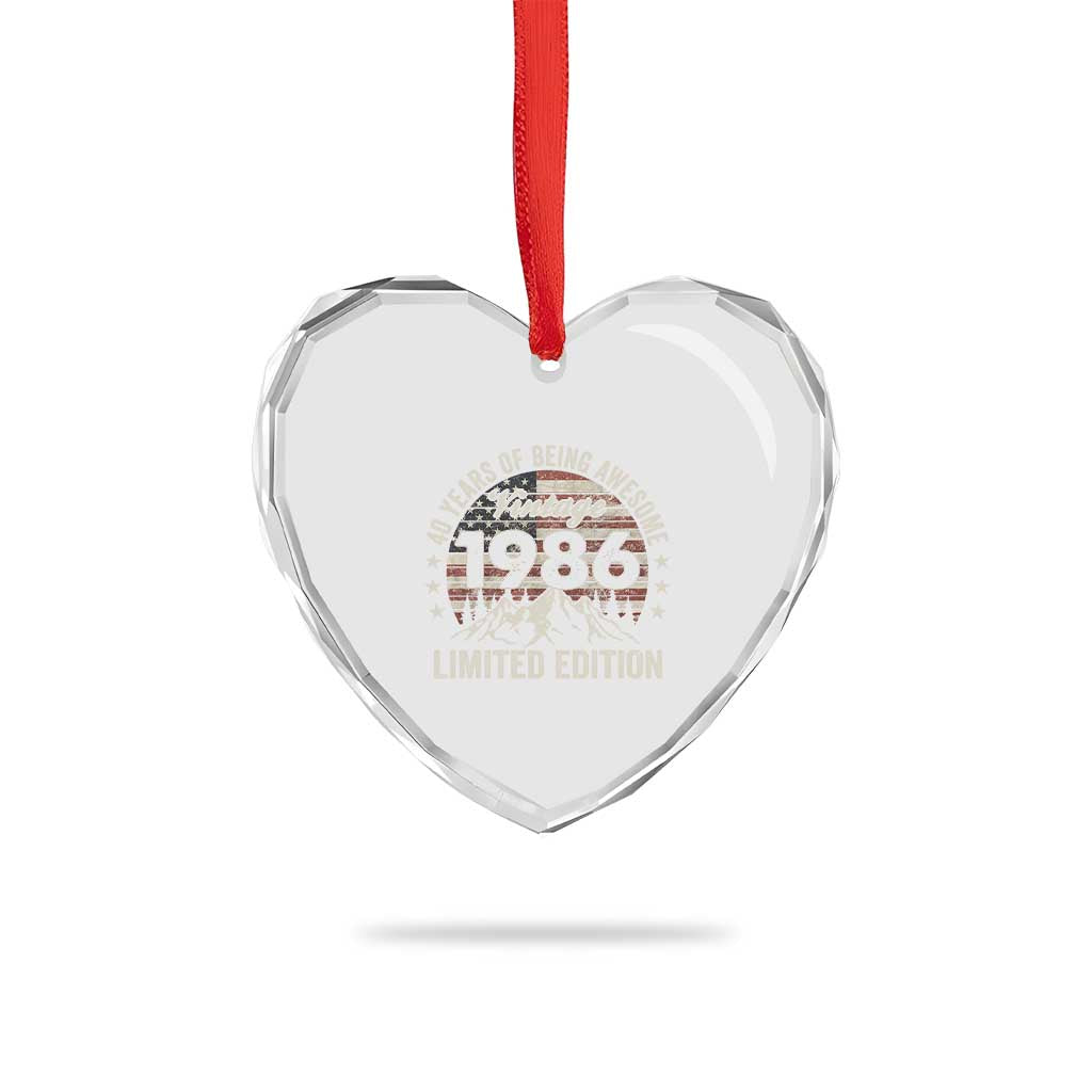 40th Birthday Made In 1986 Limited Edition Heart Crystal Glass Ornament 70 Years Of Being Awesome American Flag