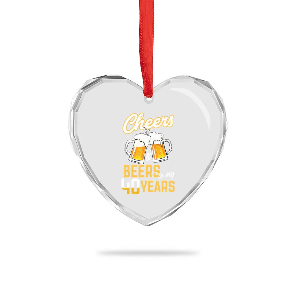 40th Birthday Party Gift Heart Crystal Glass Ornament Cheers Beers To My 40 Years