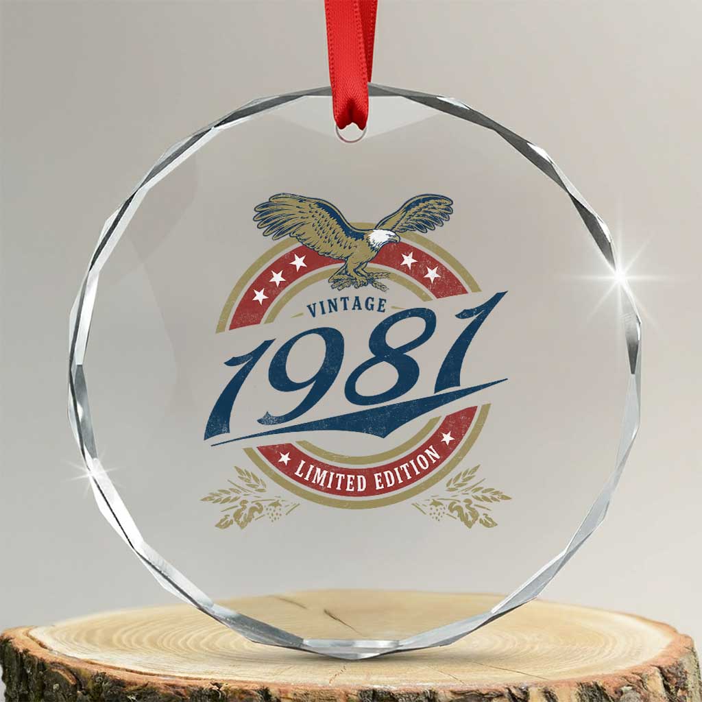 45th Birthday Beer Lover Vintage 1981 Limited Edition Crystal Glass Ornament Bald Eagle