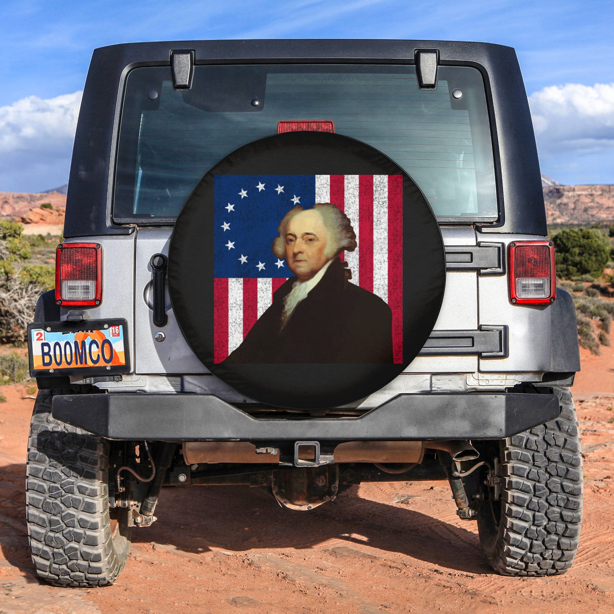 4th Of July Tire Covers - US Independence Day John Adams and The American Flag Spare Tire Cover NO.49 LT8 - Wonder Print Shop