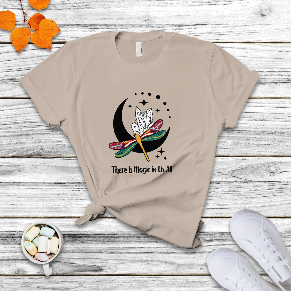 There Is Magic In Us All Moon Dragonfly Celestial Shirt for Women, Moon Child Shirt, Astronomy T-Shirt, Mystical Crystal Shirt, Dragonfly T-shirt, Dragonfly Gift T Shirt - Wonder Print Shop