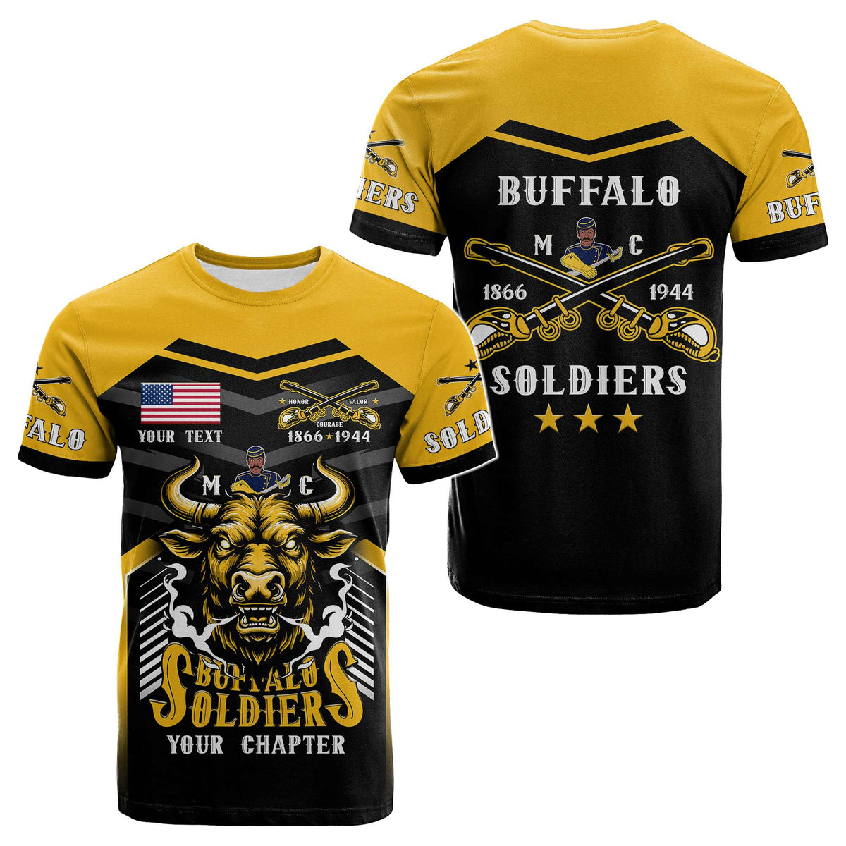 Custom BSMC Buffalo Soldiers T Shirt Motorcycle Club Unique Style - Wonder Print Shop
