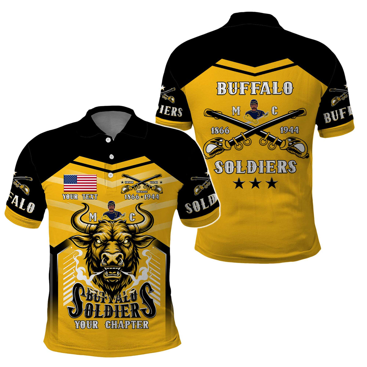 Custom BSMC Buffalo Soldiers Polo Shirt Motorcycle Club Unique Style | Wonder Print Shop