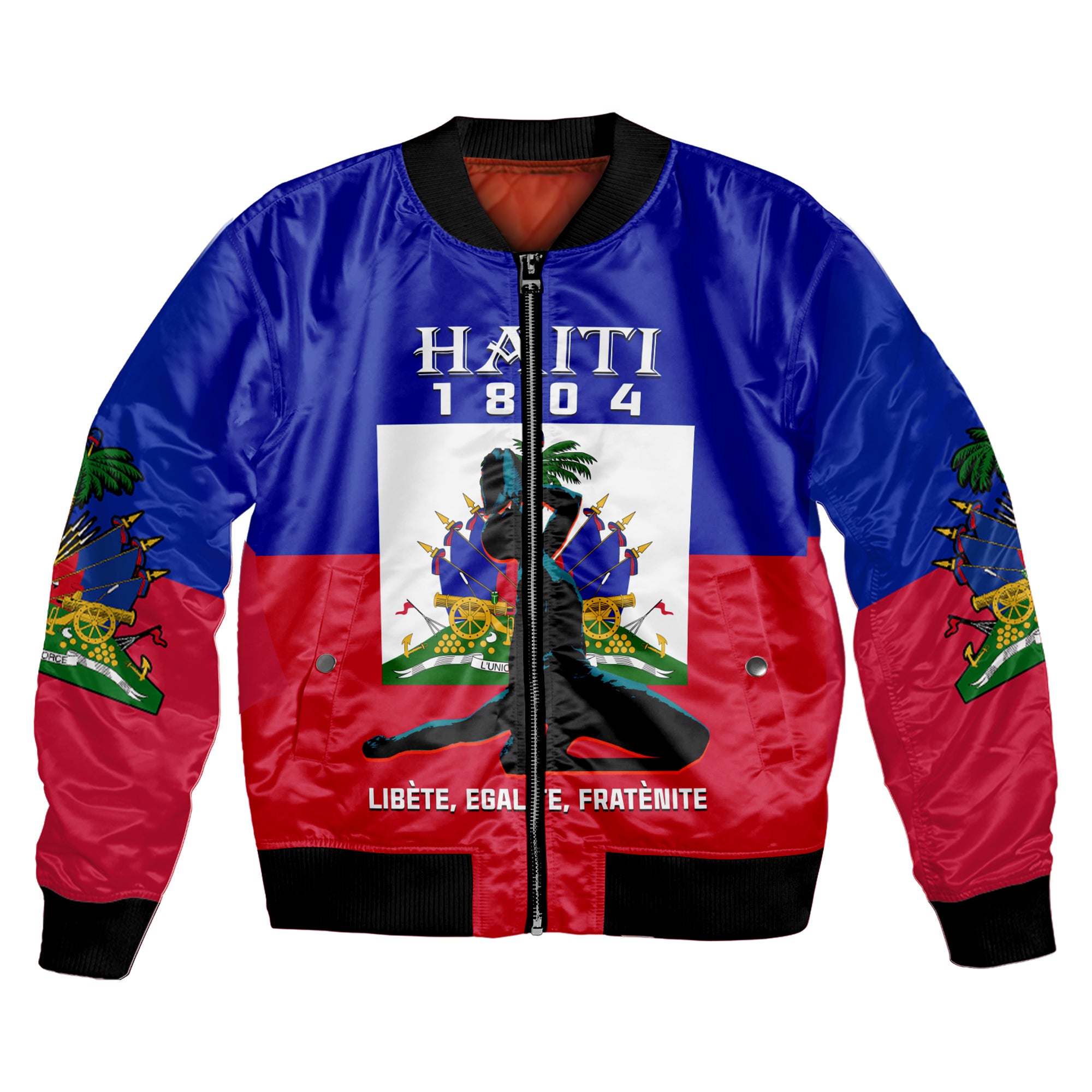(Custom Personalised) Haiti Bomber Jacket Negre Marron With Haitian Flag LT14