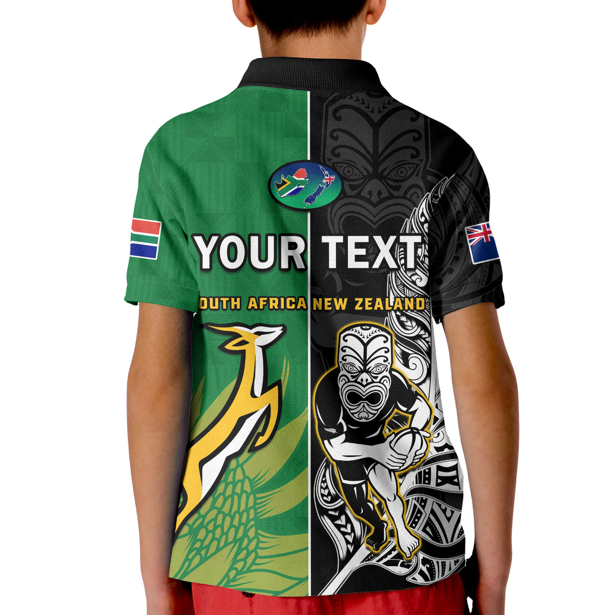 Custom New Zealand South Africa Rugby Polo Shirt All Black Maori Mix Springboks - Wonder Print Shop