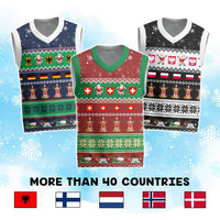 Custom Europe Countries Christmas Knitted V-Neck Vest Funny Style - Wonder Print Shop