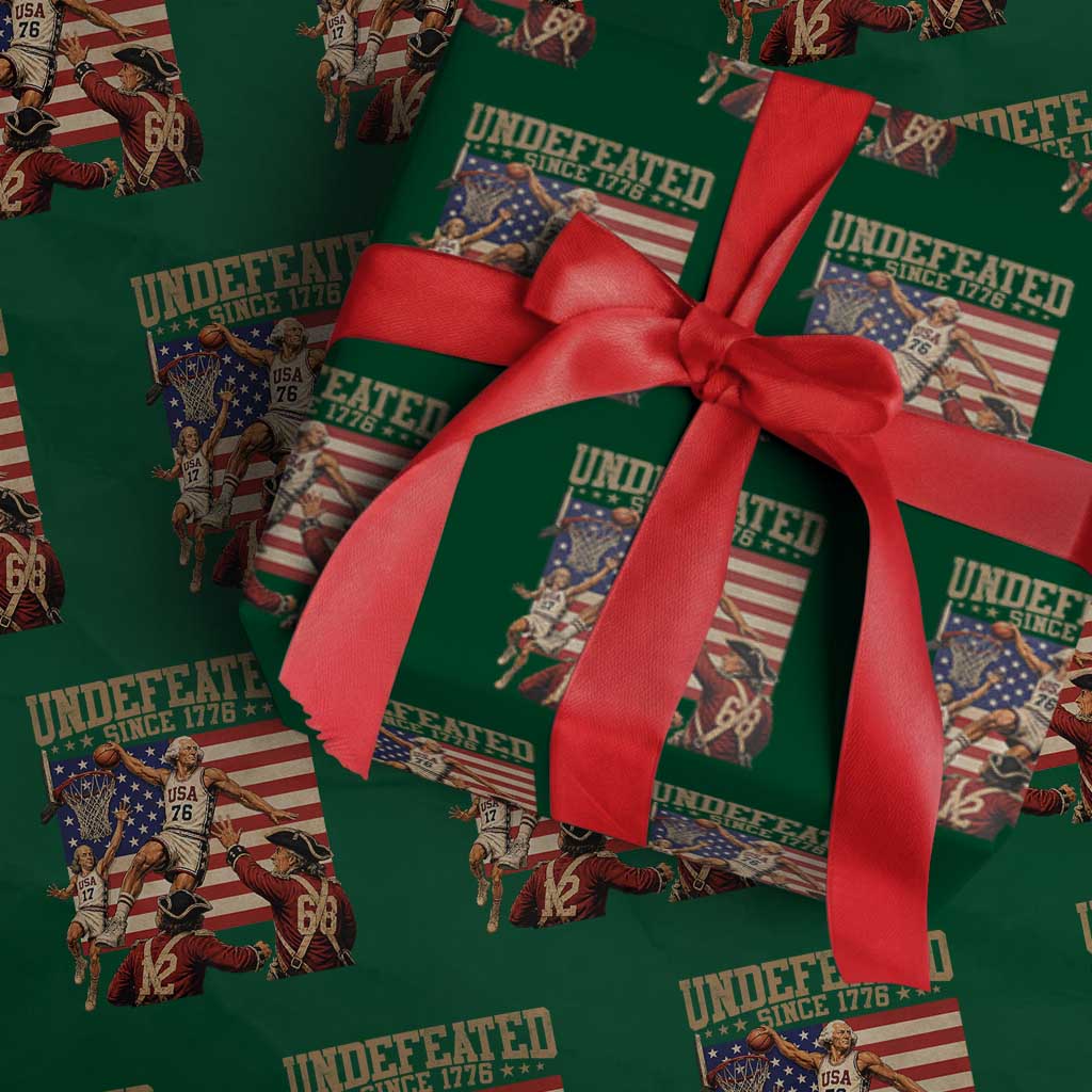 4th of July Basketball Undefeated Since 1776 Wrapping Paper Roll Funny Founding Fathers