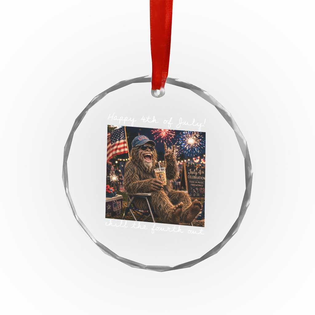 4th of July Bigfoot Crystal Glass Ornament Patriotic Sasquatch American Flag Party Festival