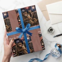 4th of July Bigfoot Wrapping Paper Roll Patriotic Sasquatch American Flag Party Festival