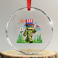 4th Of July Gamer Crystal Glass Ornament Pixel Art US Flag Gaming