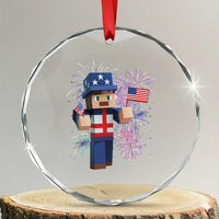 4th of July Gamer Crystal Glass Ornament Uncle Sam Pixels Gaming Celebrate Independence Day TS02