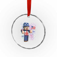 4th of July Gamer Crystal Glass Ornament Uncle Sam Pixels Gaming Celebrate Independence Day TS02
