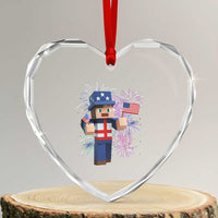 4th of July Gamer Heart Crystal Glass Ornament Uncle Sam Pixels Gaming Celebrate Independence Day - Wonder Print Shop