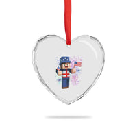4th of July Gamer Heart Crystal Glass Ornament Uncle Sam Pixels Gaming Celebrate Independence Day - Wonder Print Shop