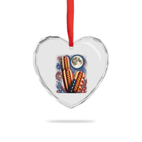 4th Of July Hotdog Fireworks Heart Crystal Glass Ornament American Food Lovers