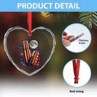 4th Of July Hotdog Fireworks Heart Crystal Glass Ornament American Food Lovers