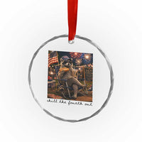 4th of July Raccoon Crystal Glass Ornament Chill The Fourth Out