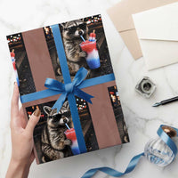 4th Of July Raccoon Drinking Slushie Wrapping Paper Roll Patriotic 250 Anniversary USA Trash Panda Funny Meme