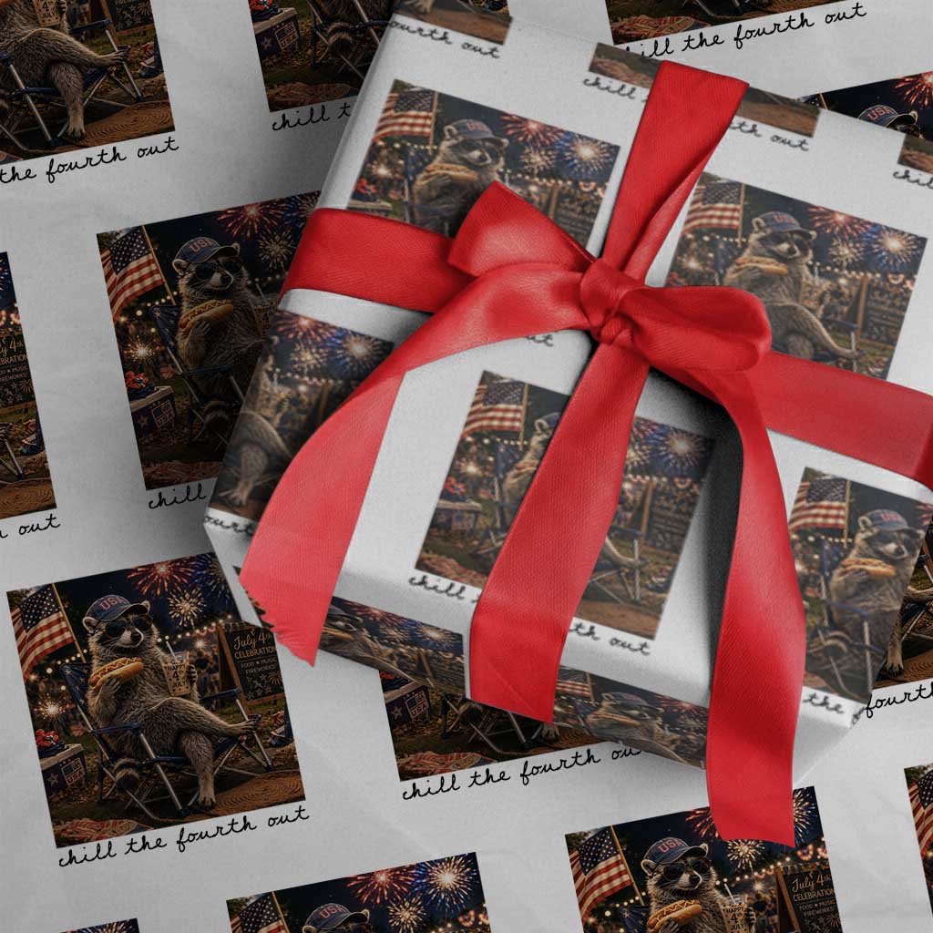 4th of July Raccoon Wrapping Paper Roll Chill The Fourth Out