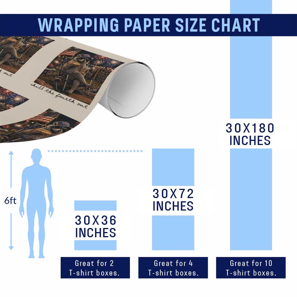 4th of July Raccoon Wrapping Paper Roll Chill The Fourth Out
