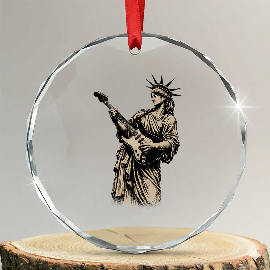 4th Of July Rock N Roll Crystal Glass Ornament Funny Statue Of Liberty Playing Guitar