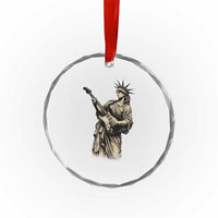 4th Of July Rock N Roll Crystal Glass Ornament Funny Statue Of Liberty Playing Guitar