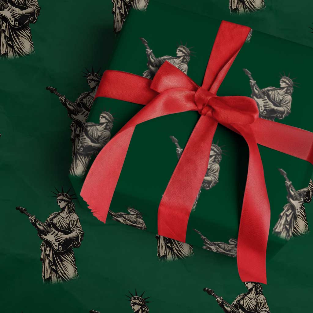 4th Of July Rock N Roll Wrapping Paper Roll Funny Statue Of Liberty Playing Guitar