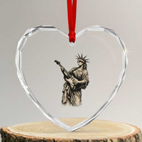 4th Of July Rock N Roll Heart Crystal Glass Ornament Funny Statue Of Liberty Playing Guitar