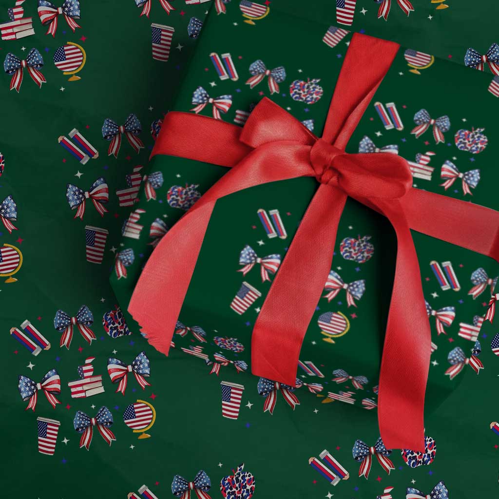 4th of July Teacher Student Wrapping Paper Roll Patriotic Teaching Learning Retro Coquette - Wonder Print Shop