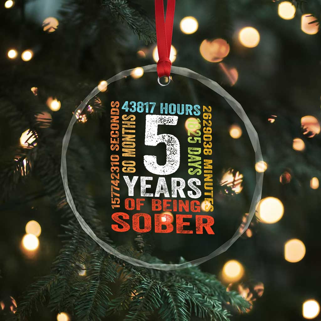 5 Years Of Being Sober Crystal Glass Ornament 5 Years Sobriety Anniversary Addiction Recovery
