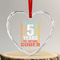 5 Years Of Being Sober Heart Crystal Glass Ornament 5 Years Sobriety Anniversary Addiction Recovery