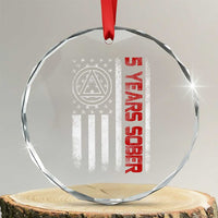 5 Years Sober Crystal Glass Ornament 5 Years Sobriety Anniversary Vintage American Flag