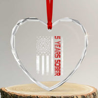 5 Years Sober Heart Crystal Glass Ornament 5 Years Sobriety Anniversary Vintage American Flag