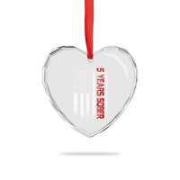 5 Years Sober Heart Crystal Glass Ornament 5 Years Sobriety Anniversary Vintage American Flag